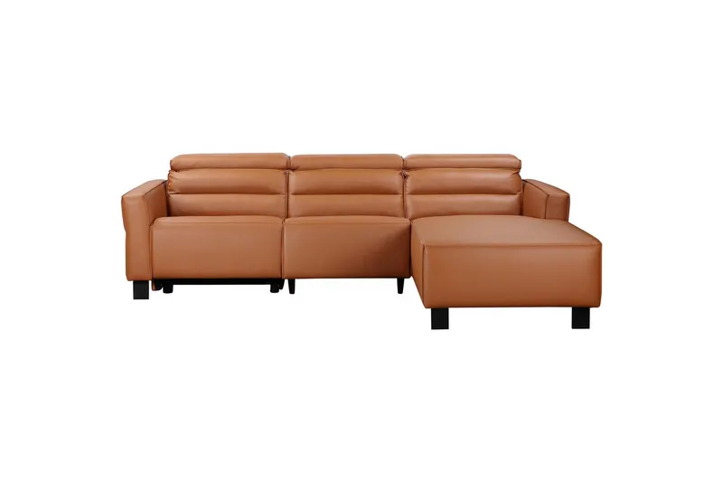 Carpari 3-sits Höger L-formad Hörnsoffa med Recliner i Konstläder, Brun