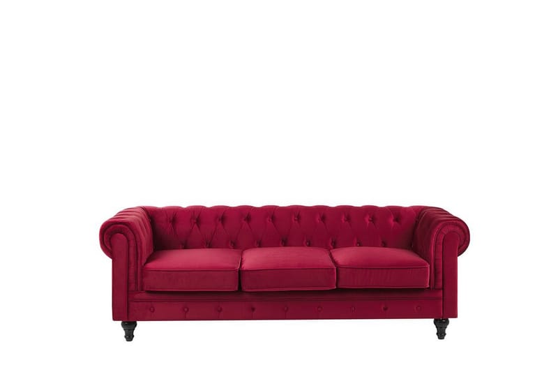 Casonya Soffgrupp - Röd/Sammet - 3 sits soffa