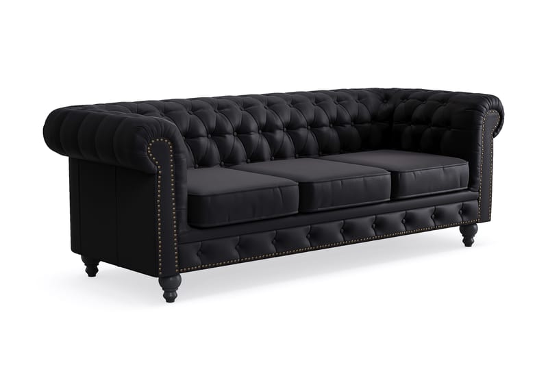 Chesterfield Deluxe 3-sits Soffa - Svart - Möbler - Soffa - 3 sits soffa