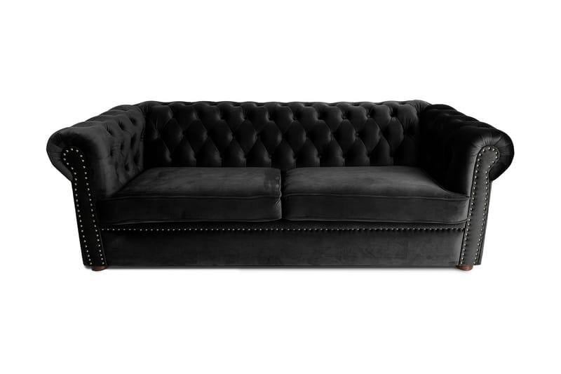 Chesterfield Deluxe bäddsoffa 3-sits - Svart - Bäddsoffa - Bäddsoffa 3 sits