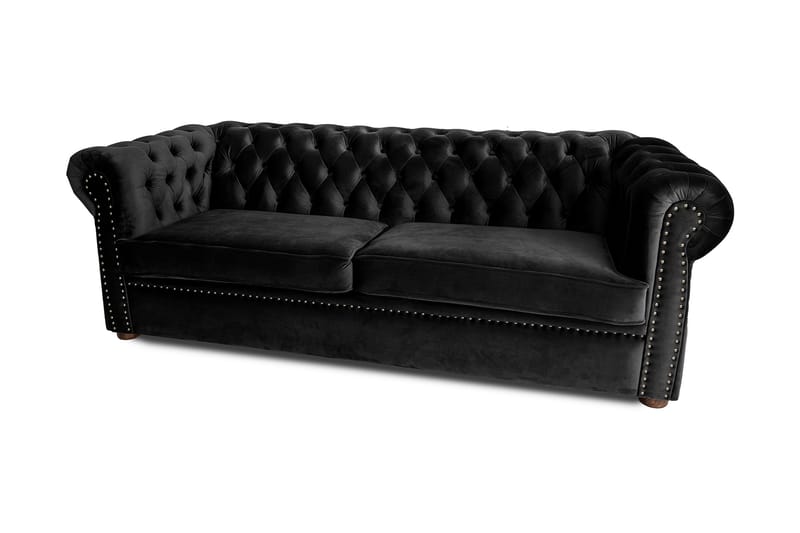 Chesterfield Deluxe bäddsoffa 3-sits - Svart - Bäddsoffa - Bäddsoffa 3 sits