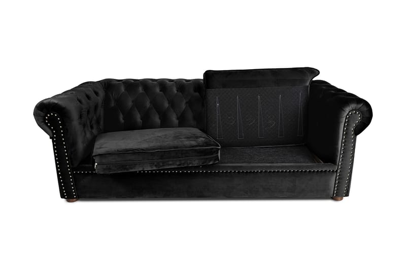 Chesterfield Deluxe bäddsoffa 3-sits - Svart - Bäddsoffa - Bäddsoffa 3 sits