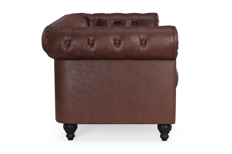 Chesterfield Lyx 2-sits Djup soffa konstläder - Mörkbrun PU - Möbler - Soffa - Skinnsoffor