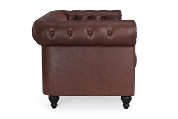 Chesterfield Lyx 2-sits Djup soffa konstläder - Mörkbrun - Möbler - Soffa - 2 sits soffa