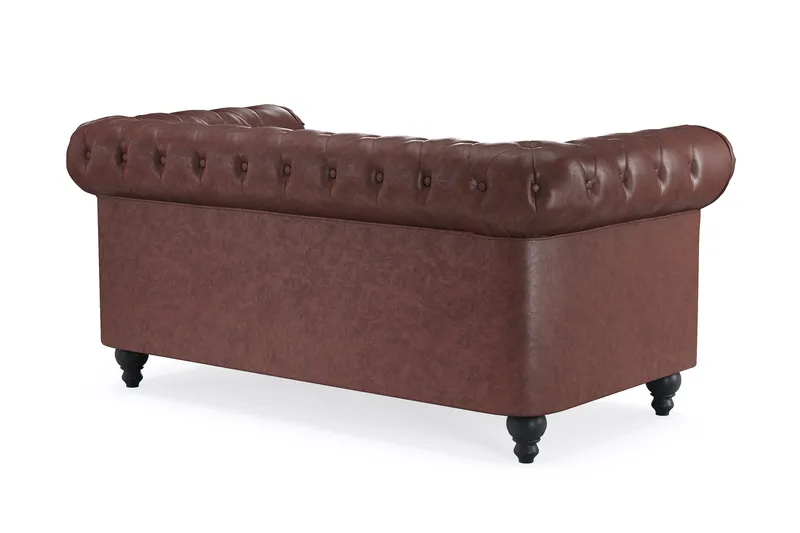 Chesterfield Lyx 2-sits Djup soffa konstläder - Mörkbrun PU - Möbler - Soffa - 2 sits soffa