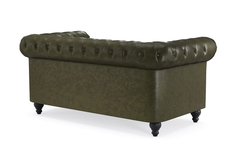 Chesterfield Lyx 2-sits Djup Soffa konstläder - Mörkgrön PU - Möbler - Soffa - Skinnsoffor