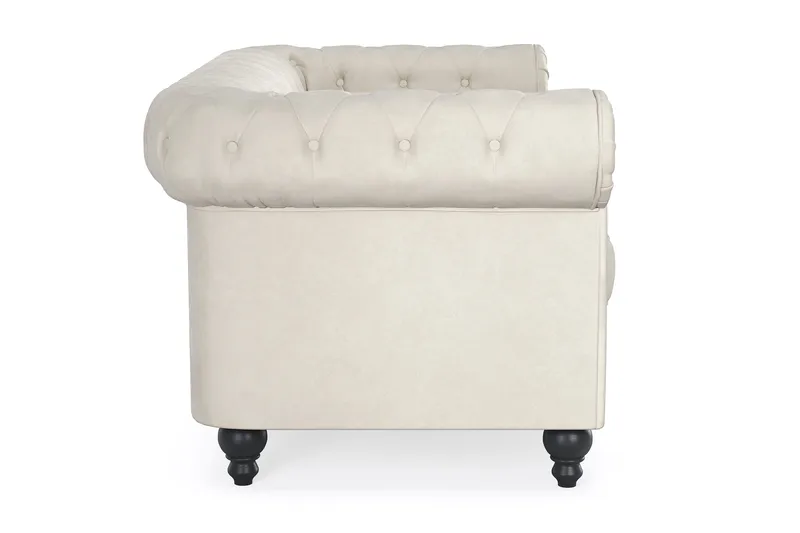 Chesterfield Lyx 2-sits Sammetssoffa - Liten djup soffa - Beige - Möbler - Soffa - 2 sits soffa