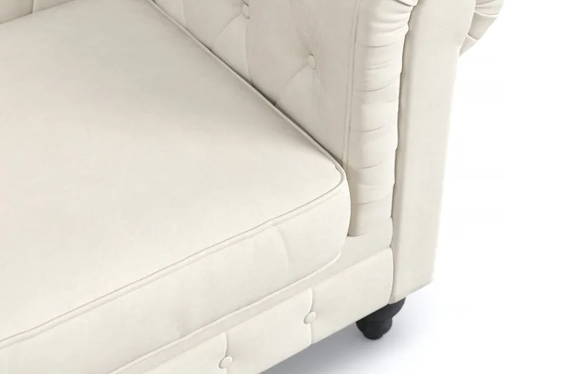 Chesterfield Lyx 2-sits Sammetssoffa - Liten djup soffa - Beige - Möbler - Soffa - 2 sits soffa