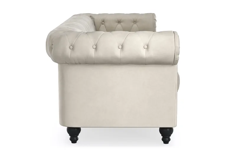 Chesterfield Lyx 3 sits Sammetssoffa- Djup soffa - Beige / Vit / Ljus - Möbler - Soffa - Chesterfield soffa