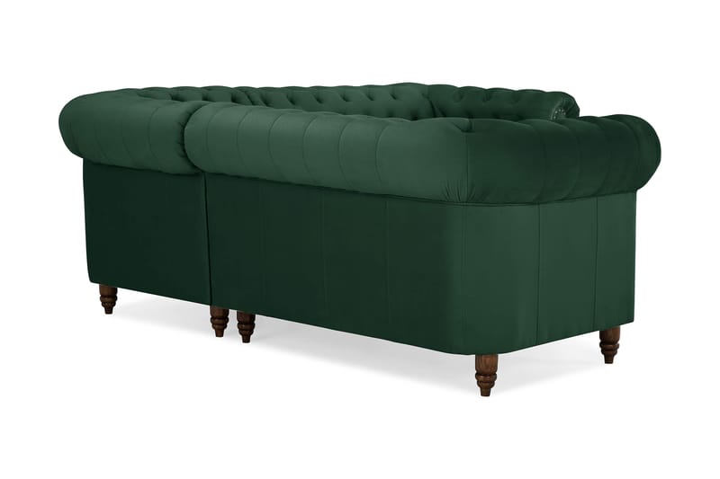 Chesterfield Deluxe Hörnsoffa Sammet - Mörkgrön - Möbler - Soffa - Chesterfield soffa