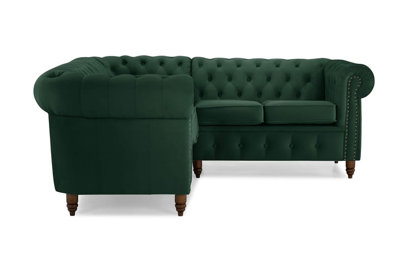 Chesterfield Deluxe Hörnsoffa Sammet - Mörkgrön - Möbler - Soffa - Chesterfield soffa
