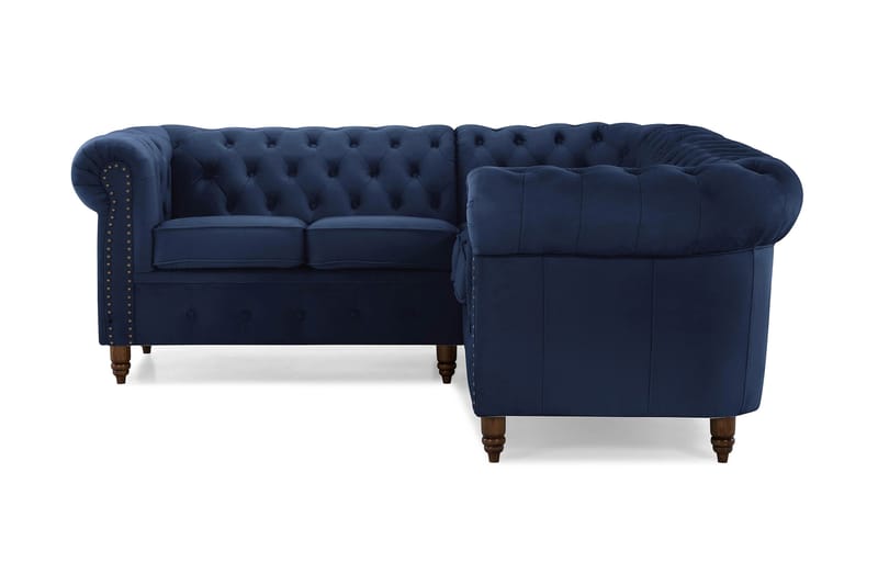 Chesterfield Deluxe Hörnsoffa Sammet - Petrolblå - Möbler - Soffa - Chesterfield soffa