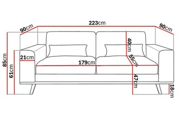 Copenhagen 3-sits Manchestersoffa - Mörkgrå - Möbler - Soffa - 3 sits soffa