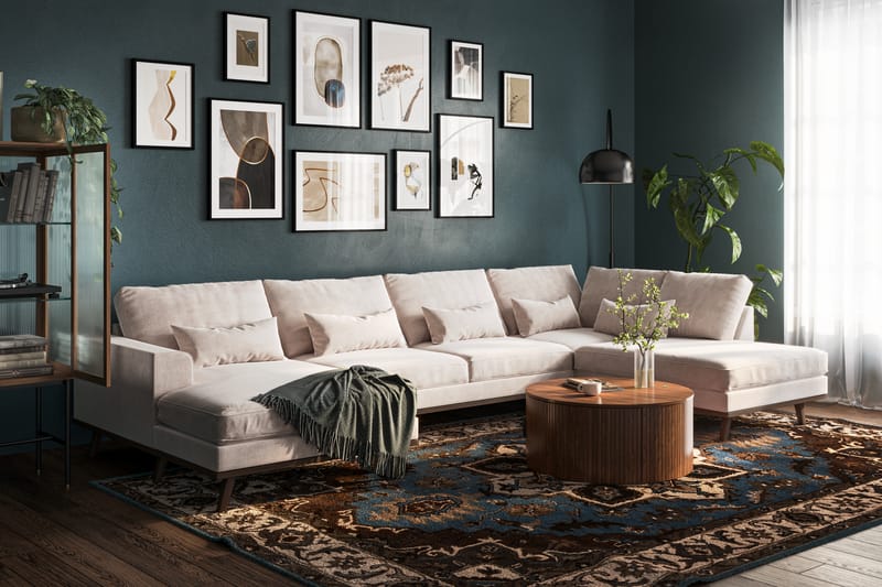 Copenhagen 5-sits Högervänd U-formad Large Soffa med Divan och Schäslong i Chenille - Beige - Möbler - Soffa - U-soffa