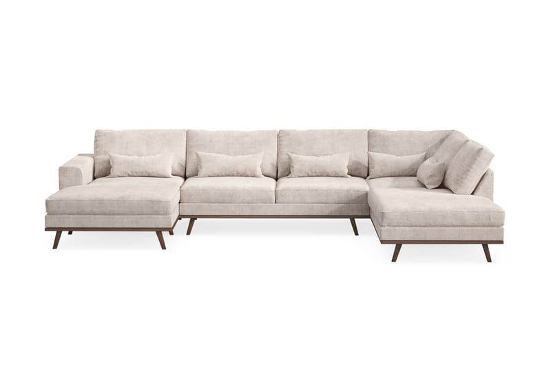 Copenhagen 5-sits Högervänd U-formad Large Soffa med Divan och Schäslong i Chenille - Grå / Beige - Möbler - Soffa - U-soffa
