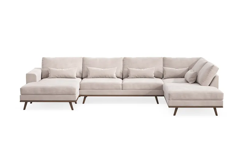 Copenhagen 5-sits Högervänd U-formad Large Soffa med Divan och Schäslong i Sammet - Beige - Möbler - Soffa - U-soffa