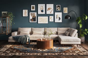Copenhagen 5-sits Högervänd U-formad Large Soffa med Divan och Schäslong i Sammet - Beige - Möbler - Soffa - U-soffa
