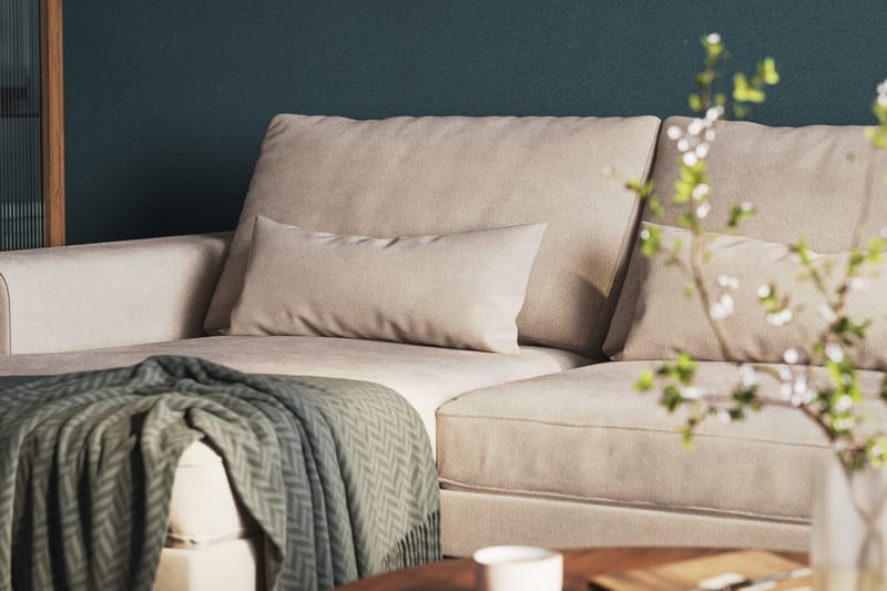 Copenhagen 5-sits Högervänd U-formad Large Soffa med Divan och Schäslong i Sammet - Beige - Möbler - Soffa - U-soffa