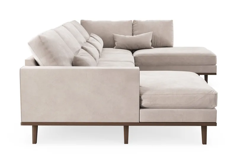 Copenhagen 5-sits Högervänd U-formad Large Soffa med Divan och Schäslong i Sammet - Beige - Möbler - Soffa - U-soffa