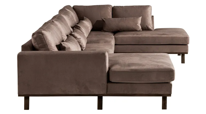 Copenhagen 5-sits Högervänd U-formad Large Soffa med Divan och Schäslong i Sammet - Brun - Möbler - Soffa - U-soffa