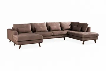 Copenhagen 5-sits Högervänd U-formad Large Soffa med Divan och Schäslong i Sammet - Brun - Möbler - Soffa - U-soffa