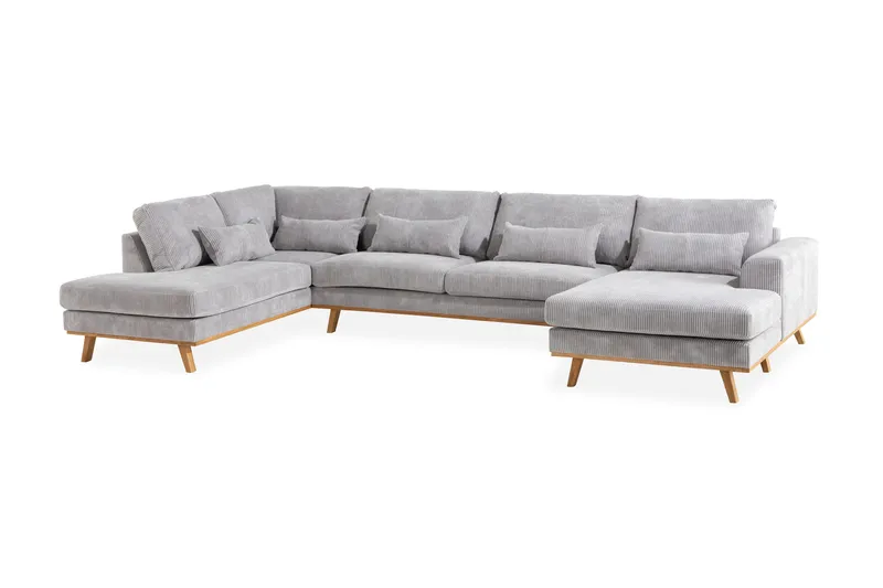 Copenhagen 5-sits Högervänd U-formad Soffa med Divan och Schäslong i Manchester - Ljusgrå - Möbler - Soffa - U-soffa