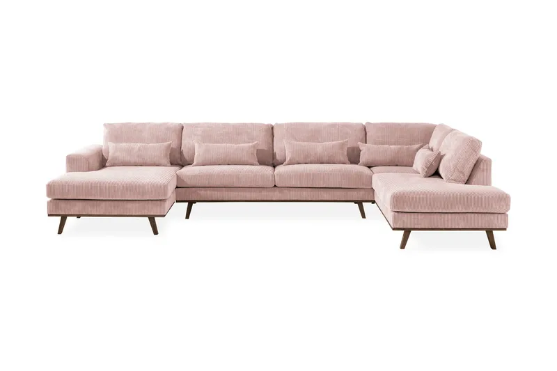 Copenhagen 5-sits Högervänd U-formad Soffa med Divan och Schäslong i Manchester - Rosa - Möbler - Soffa - U-soffa
