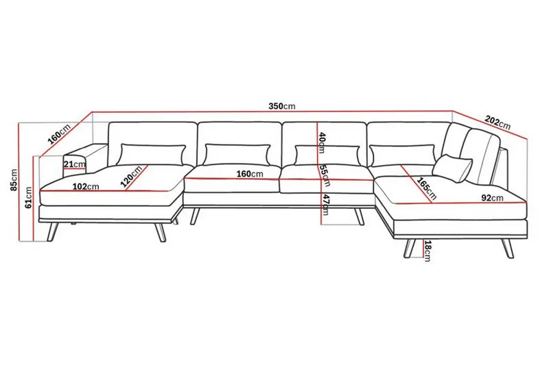 Copenhagen 5-sits Högervänd U-formad Soffa med Divan och Schäslong i Sammet - Grön - Möbler - Soffa - Sammetssoffa