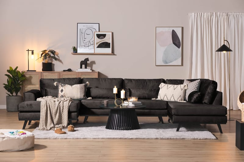 Copenhagen 5-sits Högervänd U-formad Soffa med Divan och Schäslong i Sammet - Mörkgrå - Möbler - Soffa - Sammetssoffa