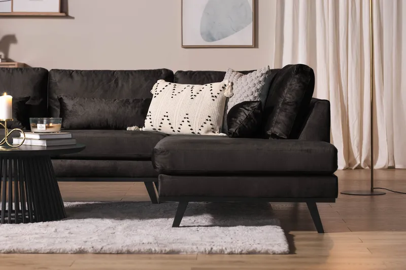 Copenhagen 5-sits Högervänd U-formad Soffa med Divan och Schäslong i Sammet - Mörkgrå - Möbler - Soffa - Sammetssoffa