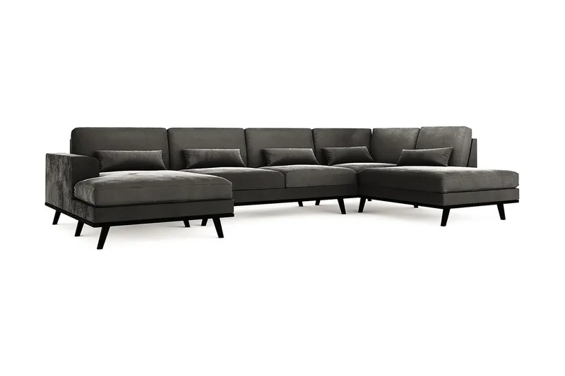 Copenhagen 5-sits Högervänd U-formad Soffa med Divan och Schäslong i Sammet - Mörkgrå - Möbler - Soffa - Sammetssoffa