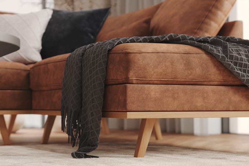 Copenhagen 5-sits Vänstervänd U-formad Large Soffa med Divan och Schäslong i Konstläder - Brun - Möbler - Soffa - Skinnsoffor