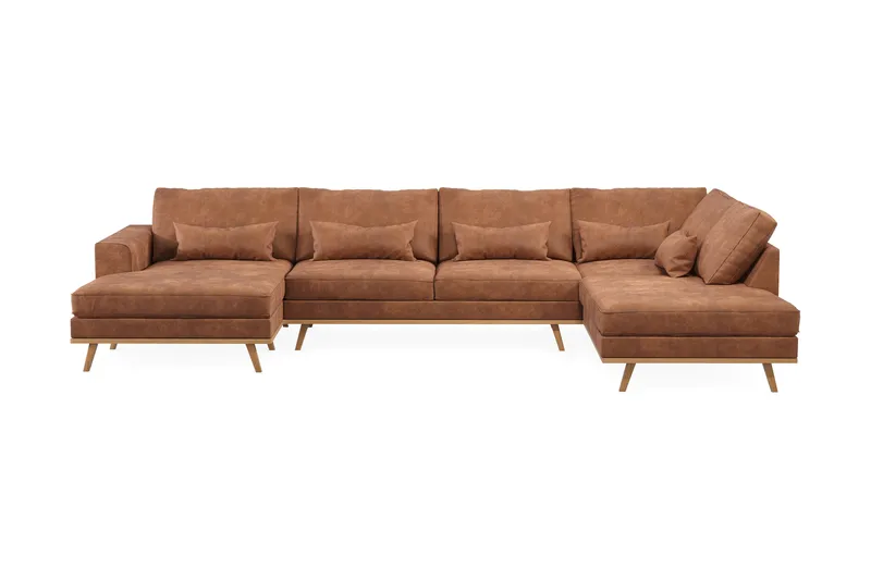 Copenhagen 5-sits Vänstervänd U-formad Large Soffa med Divan och Schäslong i Konstläder - Brun - Möbler - Soffa - Skinnsoffor