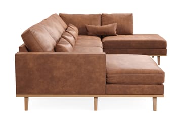 Copenhagen 5-sits Vänstervänd U-formad Large Soffa med Divan och Schäslong i Konstläder - Brun - Möbler - Soffa - Skinnsoffor