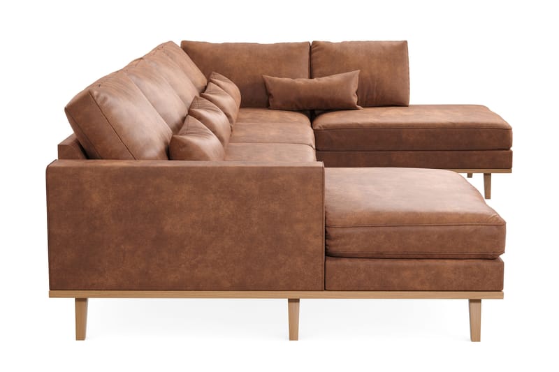 Copenhagen 5-sits Vänstervänd U-formad Large Soffa med Divan och Schäslong i Konstläder - Brun - Möbler - Soffa - Skinnsoffor