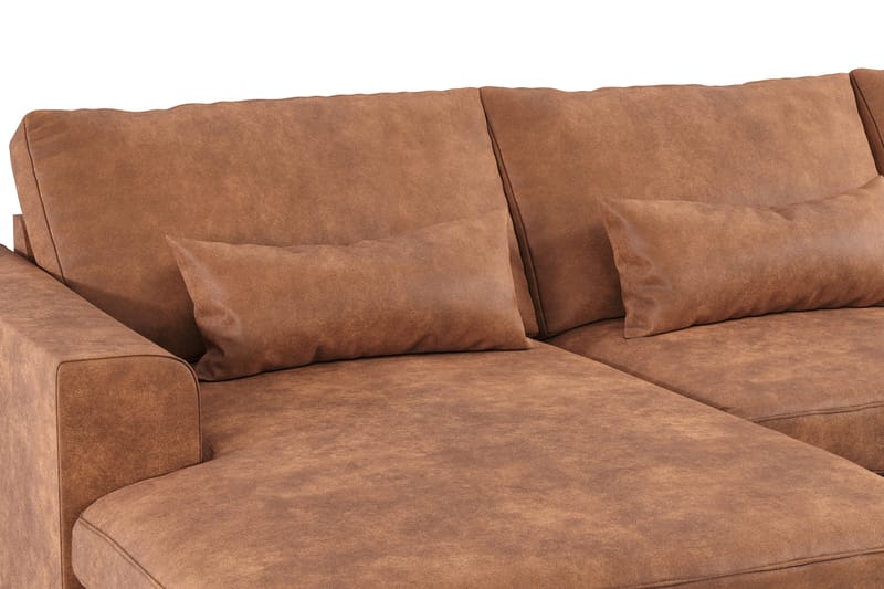Copenhagen 5-sits Vänstervänd U-formad Large Soffa med Divan och Schäslong i Konstläder - Brun - Möbler - Soffa - Skinnsoffor