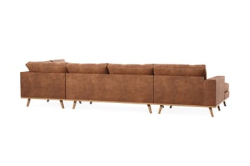 Copenhagen 5-sits Vänstervänd U-formad Large Soffa med Divan och Schäslong i Konstläder - Brun - Möbler - Soffa - Skinnsoffor