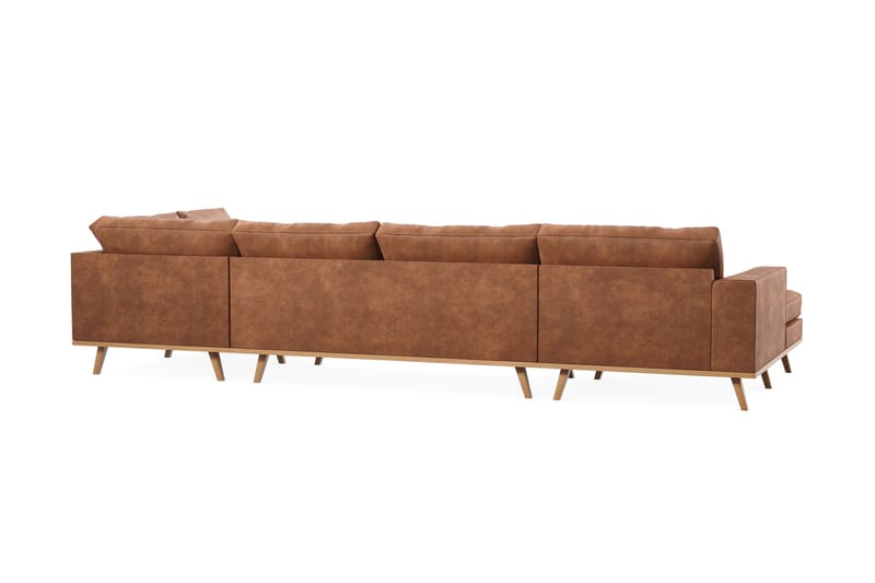 Copenhagen 5-sits Vänstervänd U-formad Large Soffa med Divan och Schäslong i Konstläder - Brun - Möbler - Soffa - Skinnsoffor