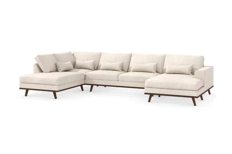 Copenhagen 5-sits Vänstervänd U-formad Large Soffa med Divan och Schäslong i Tyg - Beige - Möbler - Soffa - U-soffa