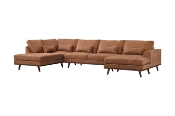 Copenhagen 5-sits Vänstervänd U-formad Soffa med Divan och Schäslong i Konstläder - Brun - Möbler - Soffa - Skinnsoffor