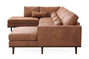Copenhagen 5-sits Vänstervänd U-formad Soffa med Divan och Schäslong i Konstläder - Brun - Möbler - Soffa - Skinnsoffor