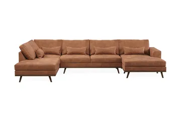 Copenhagen 5-sits Vänstervänd U-formad Soffa med Divan och Schäslong i Konstläder - Brun - Möbler - Soffa - Skinnsoffor