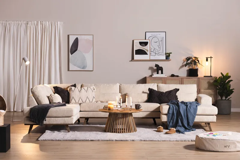 Copenhagen 5-sits Vänstervänd U-formad Soffa med Divan och Schäslong i Manchester - Beige - Möbler - Soffa - U-soffa