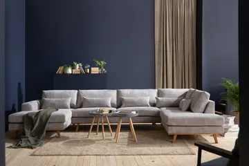 Copenhagen 5-sits Vänstervänd U-formad Soffa med Divan och Schäslong i Manchester - Ljusgrå - Möbler - Soffa - U-soffa