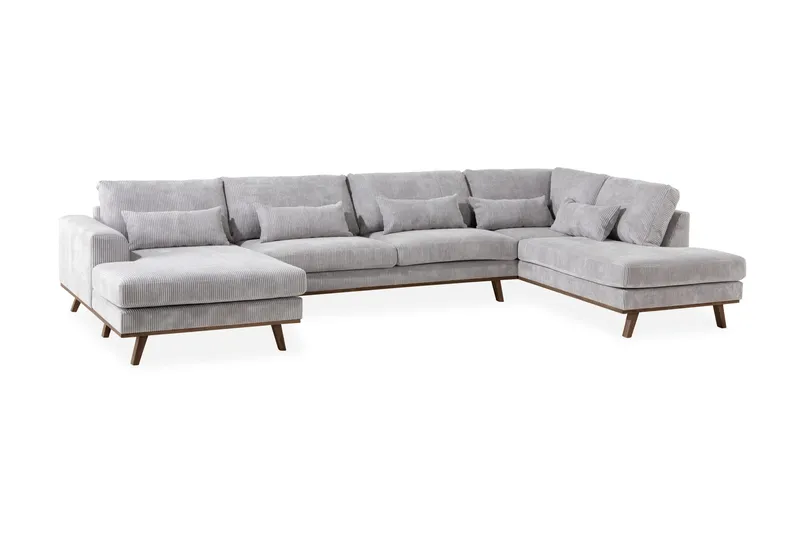 Copenhagen 5-sits Vänstervänd U-formad Soffa med Divan och Schäslong i Manchester - Ljusgrå - Möbler - Soffa - U-soffa