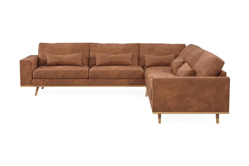 Copenhagen 6-sits L-formad Hörnsoffa i Konstläder - Brun - Möbler - Soffa - Hörnsoffa