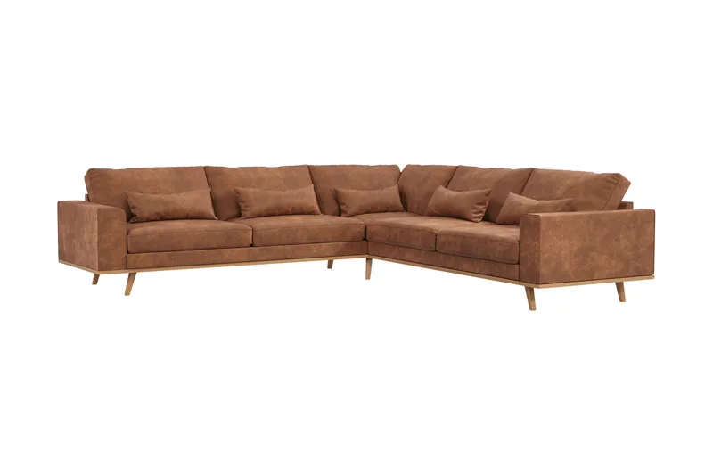 Copenhagen 6-sits L-formad Hörnsoffa i Konstläder - Brun - Möbler - Soffa - Hörnsoffa