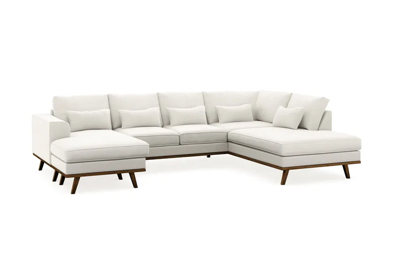 Copenhagen Compact 4-sits Högervänd U-formad Large Soffa med Divan och Schäslong i Tyg - Ljusgrå - Möbler - Soffa - U-soffa