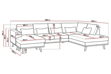 Copenhagen Compact 4-sits Högervänd U-formad Large Soffa med Divan och Schäslong i Tyg - Ljusgrå - Möbler - Soffa - U-soffa