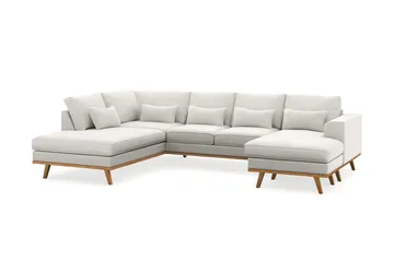 Copenhagen Compact 4-sits Vänstervänd U-formad Soffa med Divan och Schäslong i Tyg - Ljusgrå - Möbler - Soffa - U-soffa